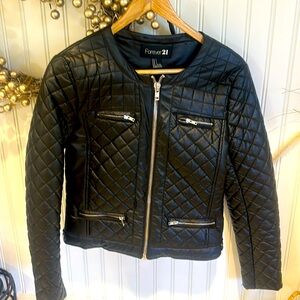Super cute Short Faux Leather Moto Jacket